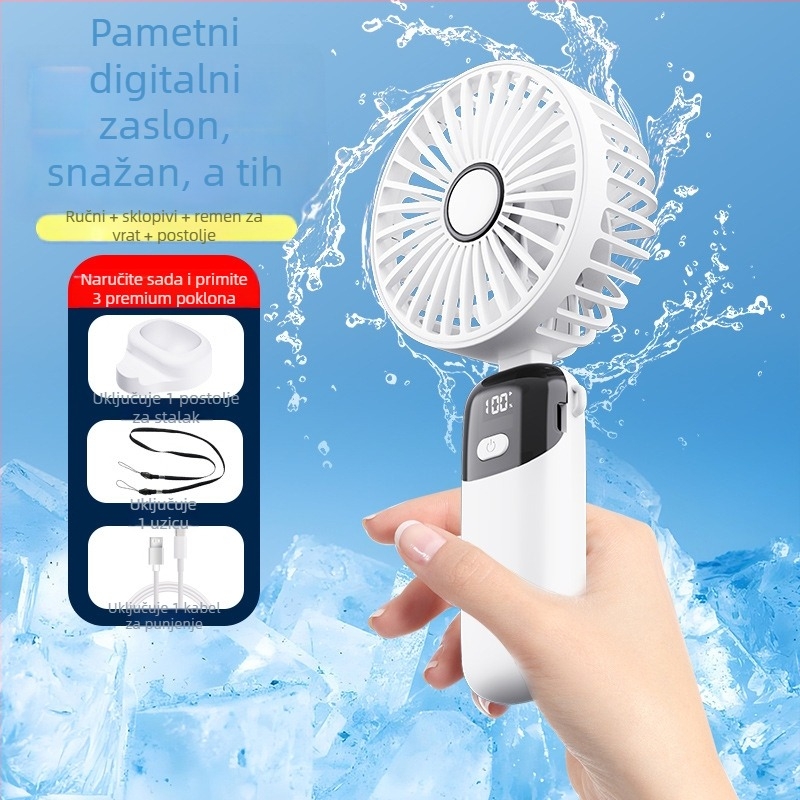 Novi prijenosni sklopivi mini ventilator, sladak, prenosiv, za nošenje oko vrata, tih, USB punjiv, za studente
