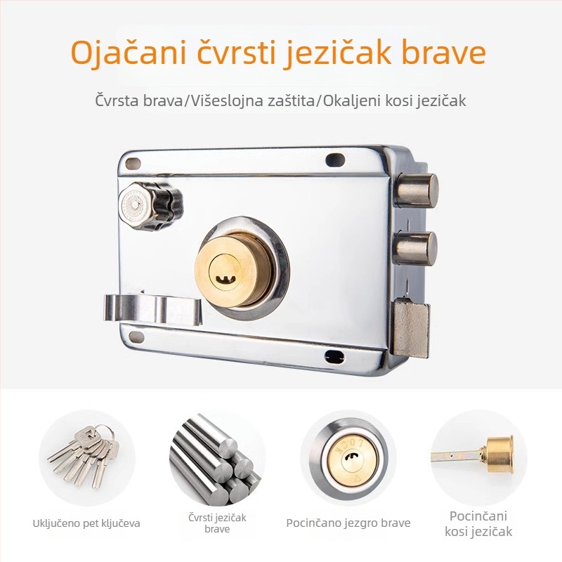 Vanjska brava za vrata, mortise brava, kućna upotreba, protiv provale, nehrđajući čelik