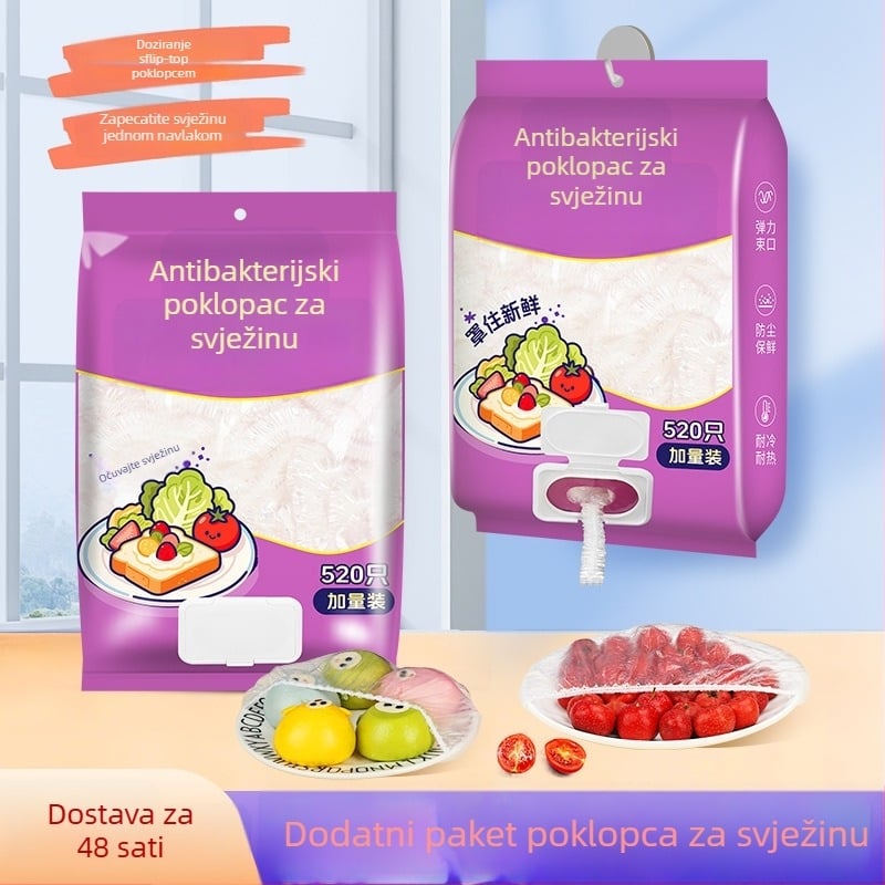 Poklop za foliju za hranu za ostatke, jednokratni, otporan na prašinu, višefunkcionalan s elastnim otvorom