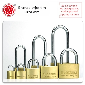 Plum Blossom zaključavanje, tanke bakrene, produžena brava, vanjska vrata, moderan minimalistički stil, kućna brava