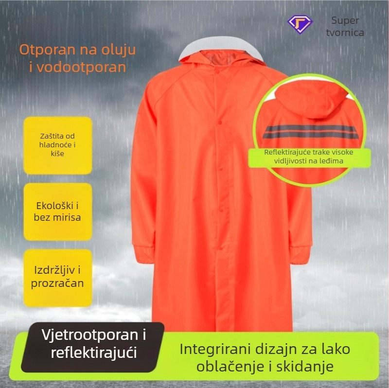 Komplet kišnog kaputa i hlača za električni bicikl, za vožnju na otvorenom, s reflektirajućim elementima po cijelom tijelu
