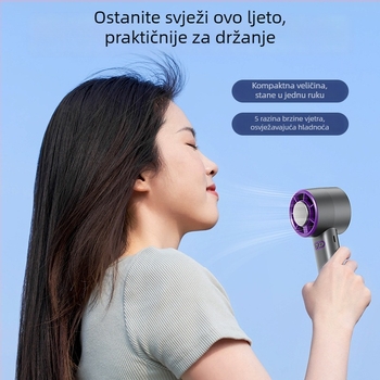 Prijenosni ventilator za hlađenje s preklopnim stolnim držačem, termoelektrično hlađenje, turbo protok zraka, USB napajanje, ugrađena baterija 1200–2000mAh, 3 brzine