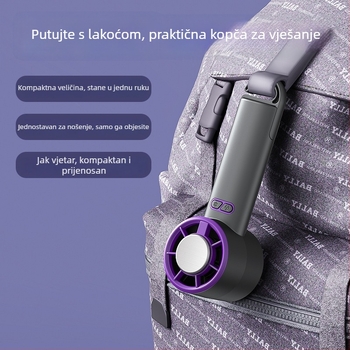 Prijenosni ventilator za hlađenje s preklopnim stolnim držačem, termoelektrično hlađenje, turbo protok zraka, USB napajanje, ugrađena baterija 1200–2000mAh, 3 brzine