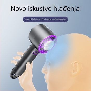 Prijenosni ventilator za hlađenje s preklopnim stolnim držačem, termoelektrično hlađenje, turbo protok zraka, USB napajanje, ugrađena baterija 1200–2000mAh, 3 brzine