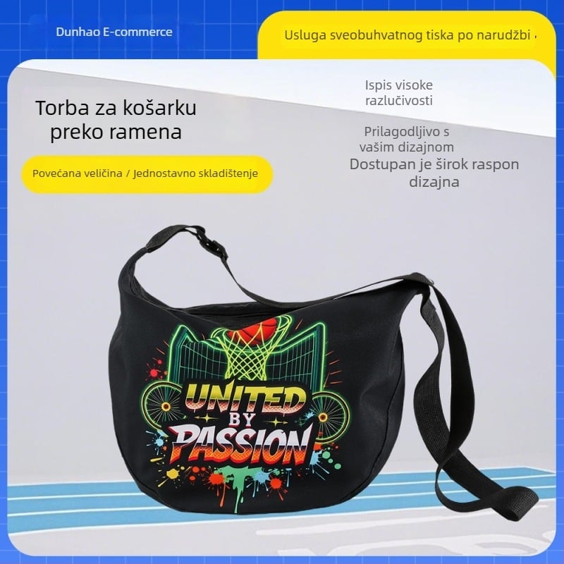 Sportska torba za košarku s jednom ramom i dijagonalnim remenom, mrežasta torba za pohranu opreme za košarku, nogomet i odbojku — velika kapaciteta, za muškarce, žene i djecu