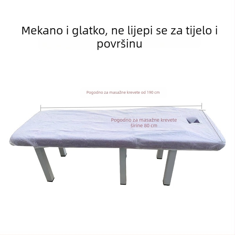 Jednokratni plašt za masažni stol s otvorom, prozračan netkani materijal, otporan na ulje i prljavštinu, debeli pokrov stola