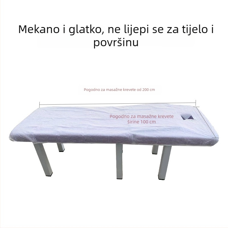Jednokratni plašt za masažni stol s otvorom, prozračan netkani materijal, otporan na ulje i prljavštinu, debeli pokrov stola