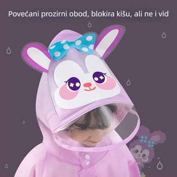 EVA dječja kišna jakna s dizajnom crtanog filma, slatka i debela, s snap kopčama, 3D ruksakom, reflektirajućim trakama i proširenim rubom kapice