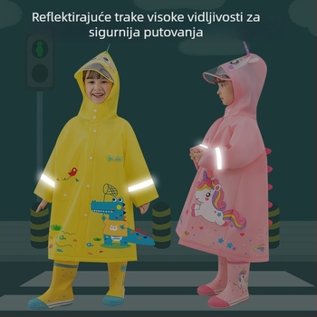 EVA dječja kišna jakna s dizajnom crtanog filma, slatka i debela, s snap kopčama, 3D ruksakom, reflektirajućim trakama i proširenim rubom kapice