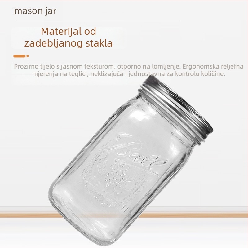 Staklena Mason posuda s odvojivim poklopcem, za skladištenje žitarica i bilja