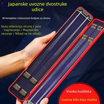 Set dvostrukih udica s unaprijed vezanim predvezom i zlatnim kućištem