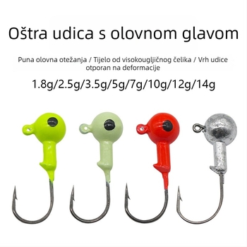 Kuka s olovnom glavom, fosforescirajućom bojom, za mekane mamce i crve