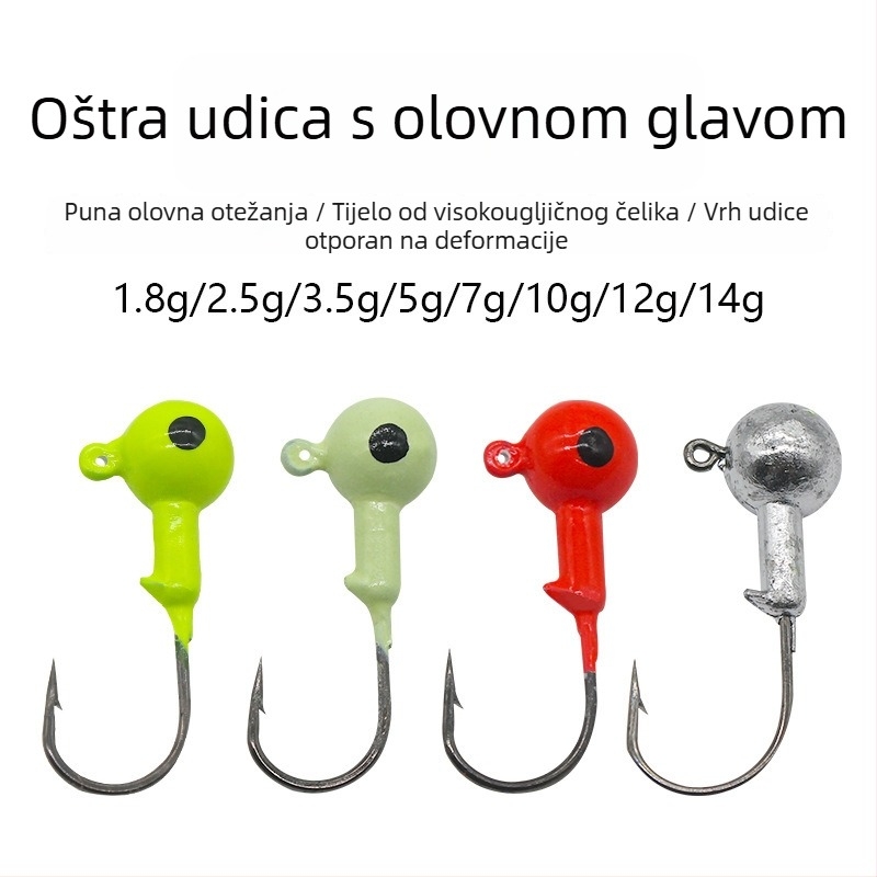 Kuka s olovnom glavom, fosforescirajućom bojom, za mekane mamce i crve
