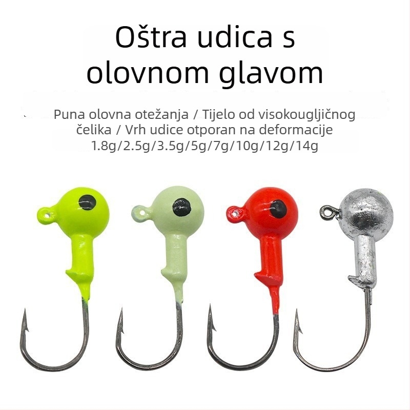 Kuka s olovnom glavom, fosforescirajućom bojom, za mekane mamce i crve