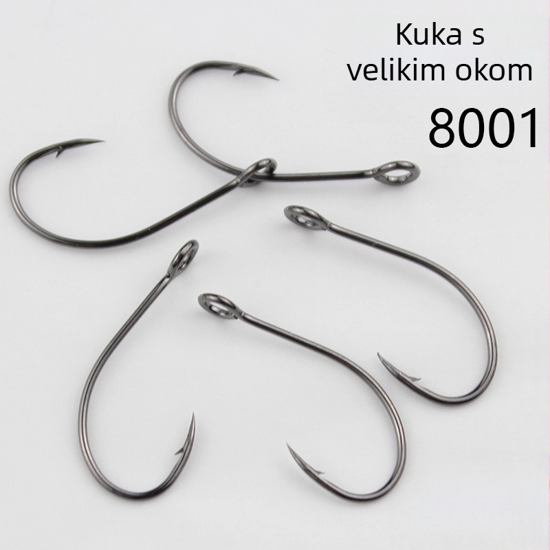 8001 Luya jednostruka kuka s tankim trakama i sjajnim oštricom, za ribolov u rijeci, kuka s velikim okom i prstenom, za mandarinsku ribu