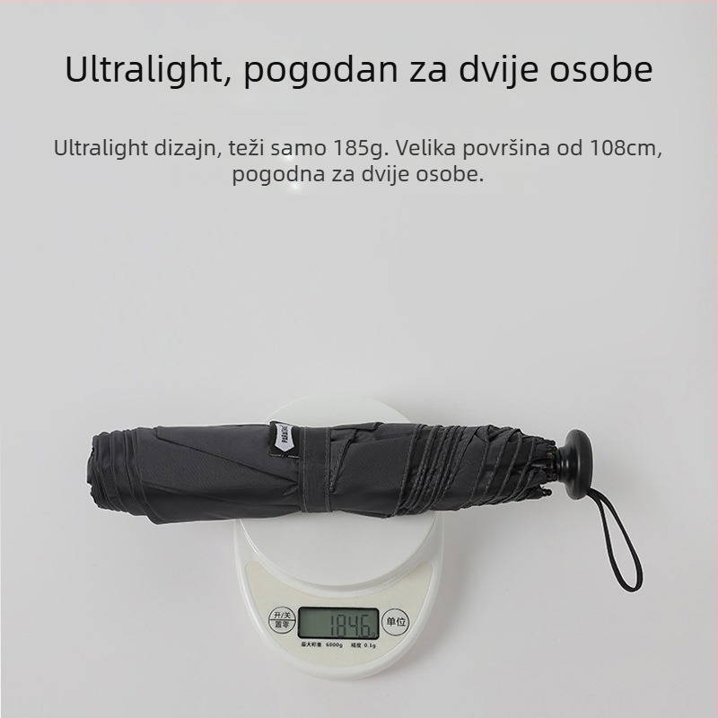 PARACHASE 108 cm ultra lagani povećani kišni i sunčani parasol s vinilnom presvlakom, UV zaštita UPF 50+, za žene