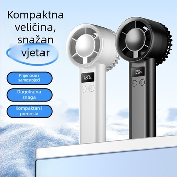 Mini USB Punjivi ručni ventilator, kompaktni prijenosni ventilator za dom i vanjsku upotrebu, stolni ventilator s digitalnim zaslonom
