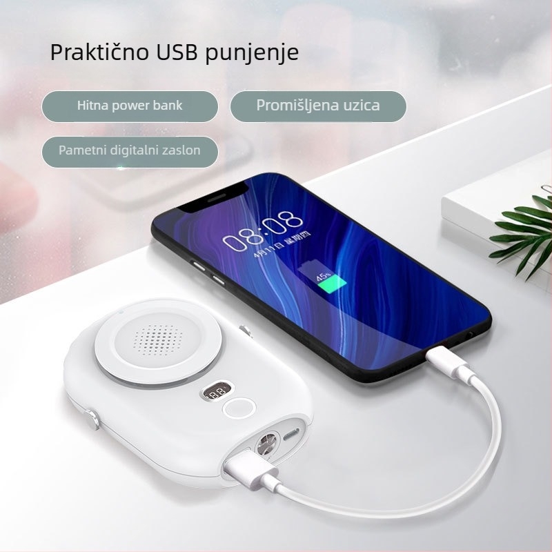 Prenosni ventilator bez lopatica za vrat, USB punjenje, aromaterapija — mini stolni ventilator za ured