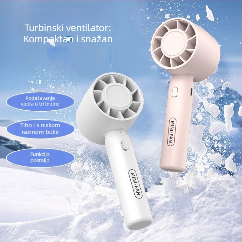 Ljetni prijenosni ručni USB turbo ventilator – mini bezčetkasti stolni ventilator, tih