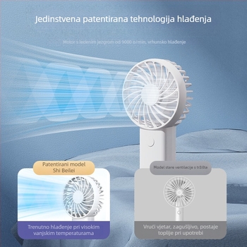 Ručni USB punjivi mini ventilator, prijenosni vanjski ventilator s dugim trajanjem baterije i 3 brzine