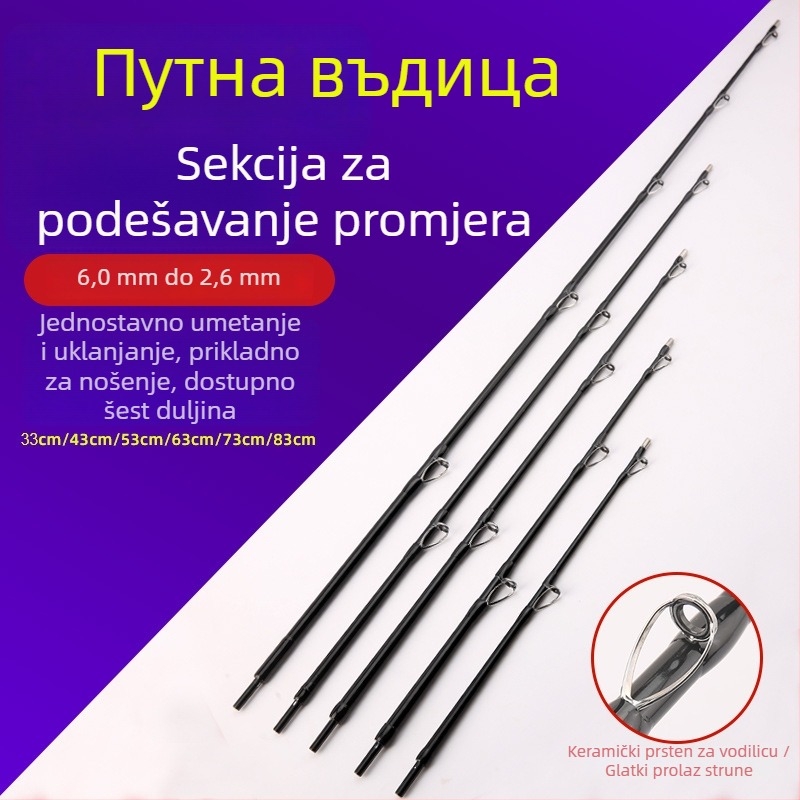 Štap za splav s produženim segmentima i spojevima promjenjivog promjera, DIY dopunski dio, ručka i srednji dio