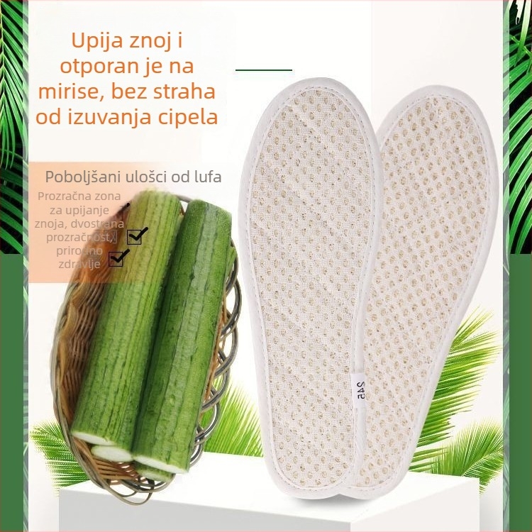 Prirodni ulošci od pulpe luffe, prozračni, upijaju znoj, neutraliziraju miris, za muškarce i žene, za sve sezone, za sportske i trening cipele