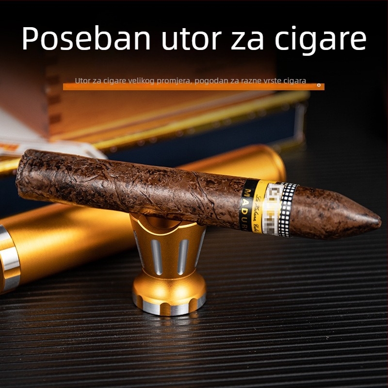 HANNICOOK Cijev za vlagu za cigare od aluminijskog legura — višefunkcionalna prijenosna zatvorena držač s otvorivačem za cigare