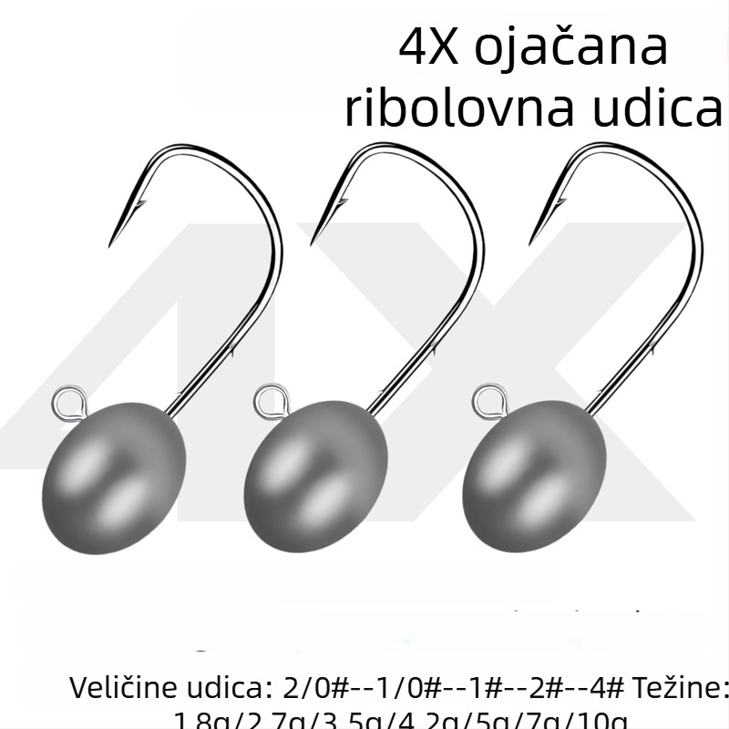 Root kuka za ribolov, 4x ojačana, dvostruko bodlja, debeli profil, zakrivljena usta, veličina 1