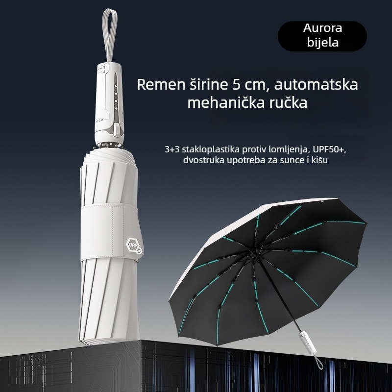 Potpuno automatski kišobran, otporan na vjetar, ojačan, extra velik za jake kiše, otvaranje i zatvaranje jednim gumbom, sklopiv, za sunce i kišu, muški zimski kišobran