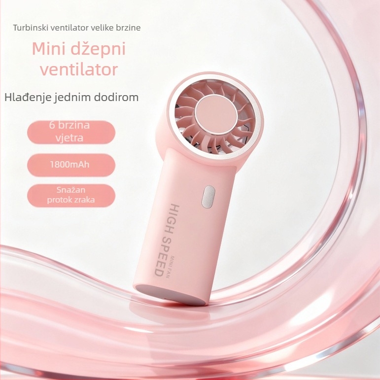 2026 Novi ručni mini ventilator visokih brzina, USB punjenje, za vanjsku upotrebu