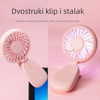 Rainbow mini USB punjački ručni ventilator sa sklopnim dizajnom, plastične lopatice, ugrađena baterija 500–800 mAh, dvije brzine, radno vrijeme 3–6 sati