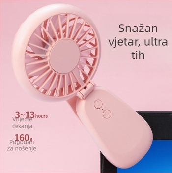 Rainbow mini USB punjački ručni ventilator sa sklopnim dizajnom, plastične lopatice, ugrađena baterija 500–800 mAh, dvije brzine, radno vrijeme 3–6 sati