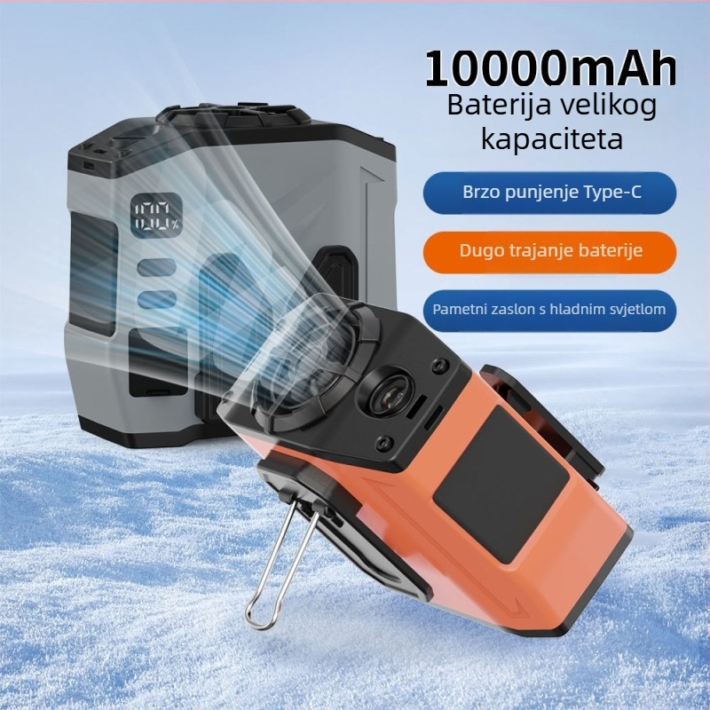 Novi ventilator za pojas i vrat s ručnim hlađenjem, vanjski prenosni USB ventilator.