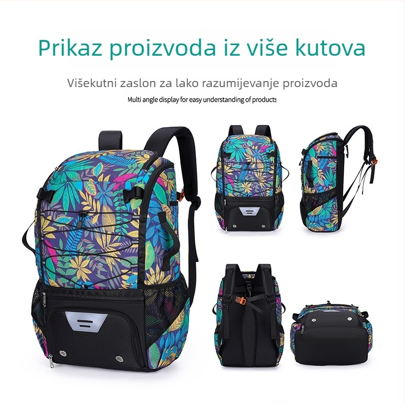 Višesportna torba za vanjske aktivnosti s cvjetnim uzorkom, vodootporan najlon i odvojeni pretinac za cipele