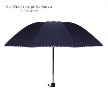 Ogroman sklopivi kišobran za tri osobe - zaštita od sunca i kiše, ojačani sklopivi kišobran, ručno otvaranje