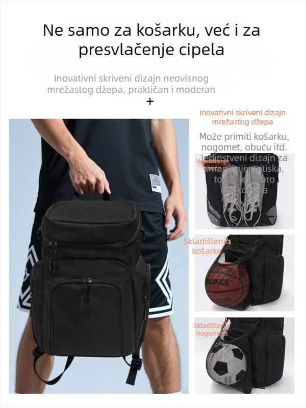 Ruksak za sport velikog kapaciteta za košarku, nogomet, tenis i badminton s mogućnošću otiskivanja logotipa