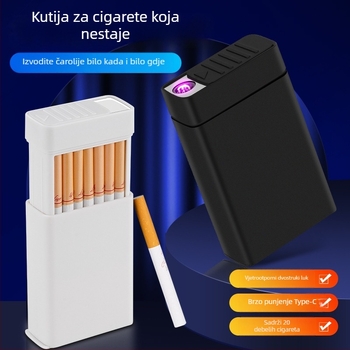 DAE Prijenosni skriveni izvučni punjivi lukasti upaljač u kućištu za cigarete, set od 20 komada