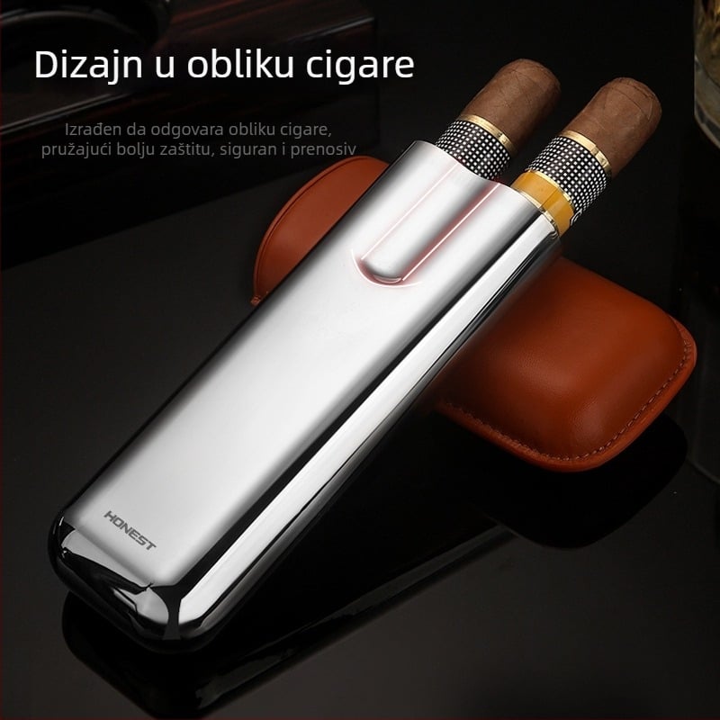 Etui za cigare od prave kože gornjeg sloja s cijevi, prenosivo za vanjsku upotrebu, poklon kutija, moderan dizajn
