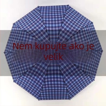 Ekstra veliki trodjelni sklopivi kišobran s kariranim uzorkom, čvrst, za muškarce i žene, UPF 40+