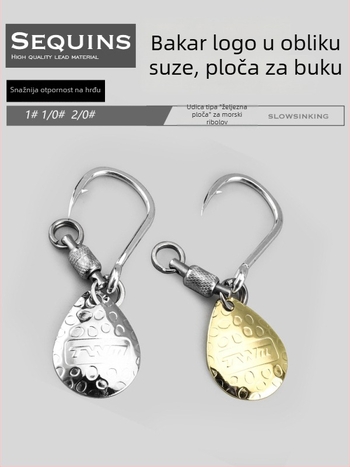 Twm Crni King Kong ležaj, prsten u obliku osam, okretni spinner, željezna ploča, jednostruka udica, mamac za morski ribolov s brodom, pribor za makrelu
