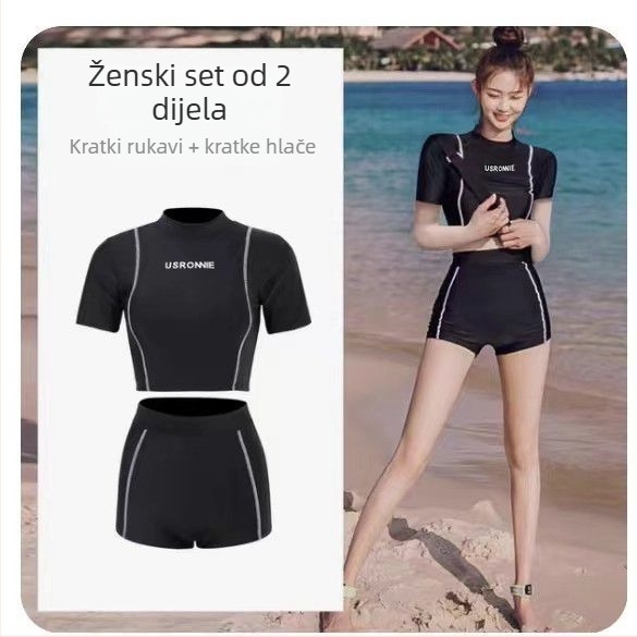 Ženski dvodijelni kupaći kostim s uzorkom meduze, dugi rukavi, konzervativno prekrivanje trbuha, laskav silueta, za plažu i spa