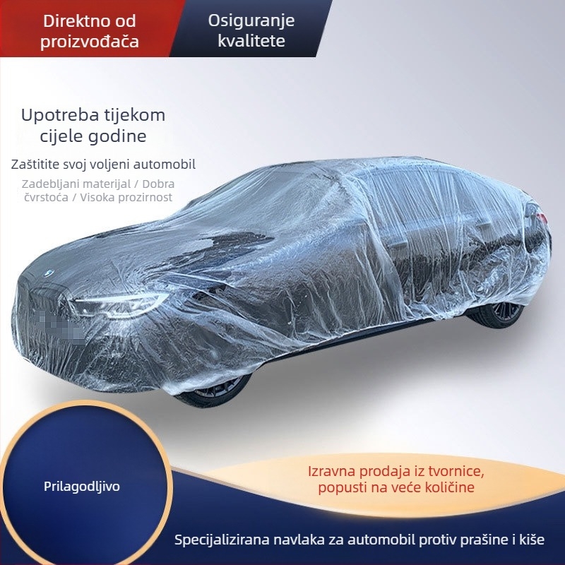 Jednokratno prozirno plastično pokrivalo za automobil, zaštita od prašine za servis i održavanje, PE film, za sve sezone