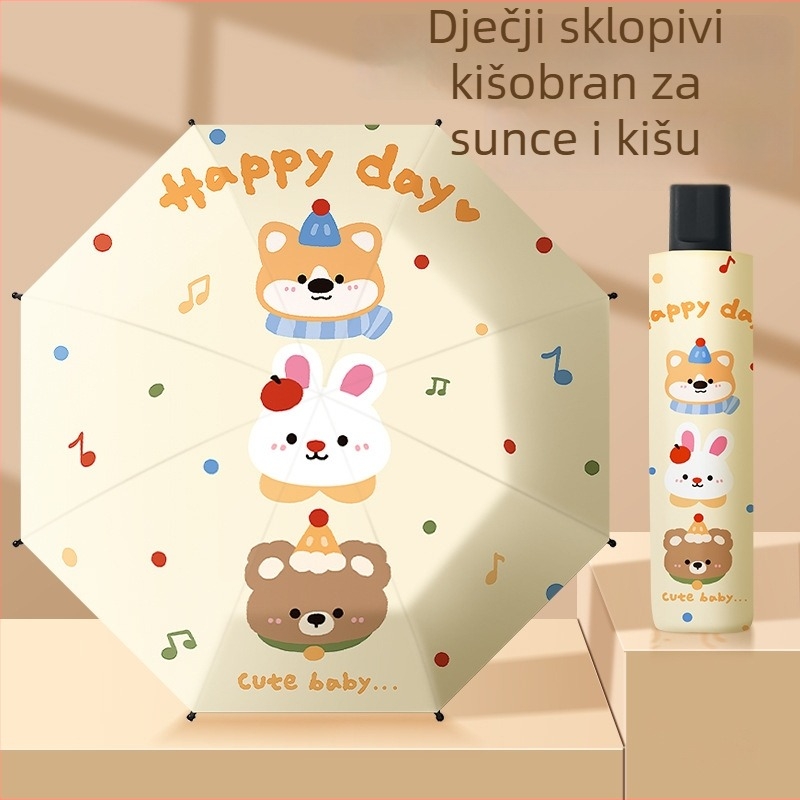 Slatki sklopivi dječji kišobran za djecu 6–12 godina, novi stil, čvrst i izdržljiv, UV zaštita