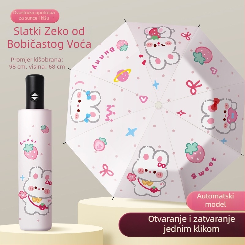Slatki sklopivi dječji kišobran za djecu 6–12 godina, novi stil, čvrst i izdržljiv, UV zaštita