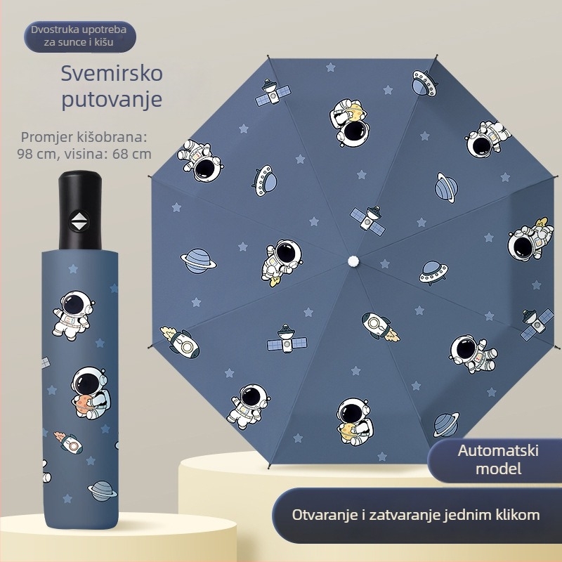 Slatki sklopivi dječji kišobran za djecu 6–12 godina, novi stil, čvrst i izdržljiv, UV zaštita