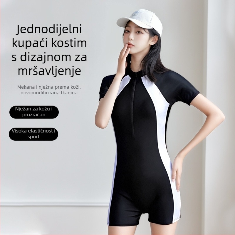 Ženski jednodijelni kupaći kostim, 2025 nova moda, brzo sušenje, UV zaštita, konzervativni kroj, pokrivanje trbuha, za plivanje i surfing