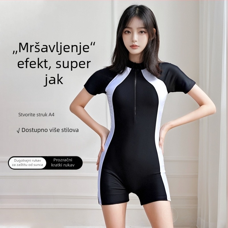 Ženski jednodijelni kupaći kostim, 2025 nova moda, brzo sušenje, UV zaštita, konzervativni kroj, pokrivanje trbuha, za plivanje i surfing