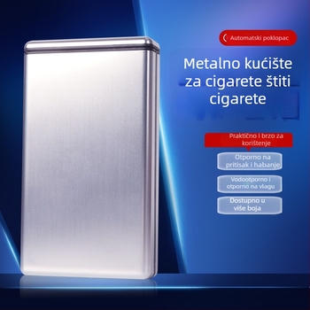 Izuzetno tanak metalni etui za cigarete za muškarce, prijenosni sa kliznim poklopcem, kapacitet 20 slim cigareta