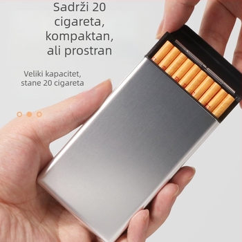 Izuzetno tanak metalni etui za cigarete za muškarce, prijenosni sa kliznim poklopcem, kapacitet 20 slim cigareta