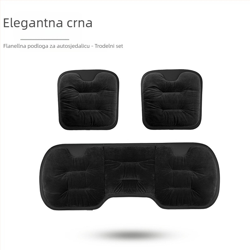 Zimski set jastuka za sjedalo automobila – pliš flanel, debeli stražnji dio, trodijelni univerzalni toplinski set